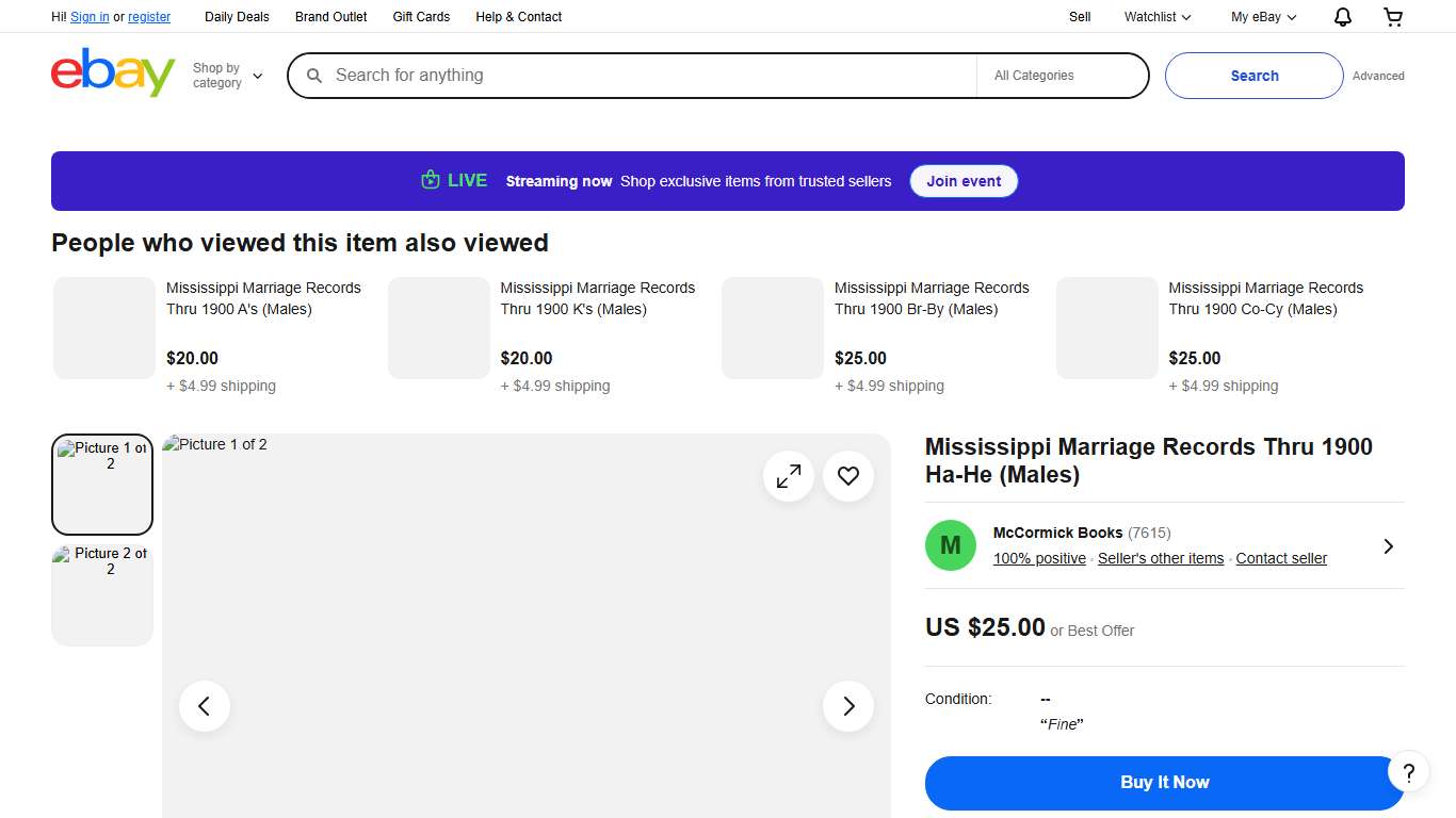Mississippi Marriage Records Thru 1900 Ha-He (Males) eBay